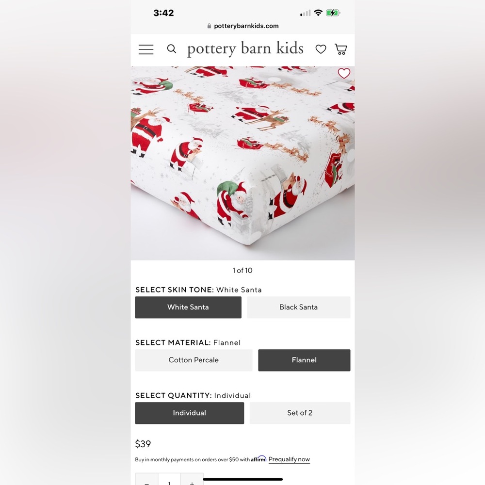 Pottery Barn Kids Baby flannel fitted Christmas crib sheet. NWT in package. - Picture 8 of 8